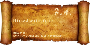 Hirschbein Aliz névjegykártya